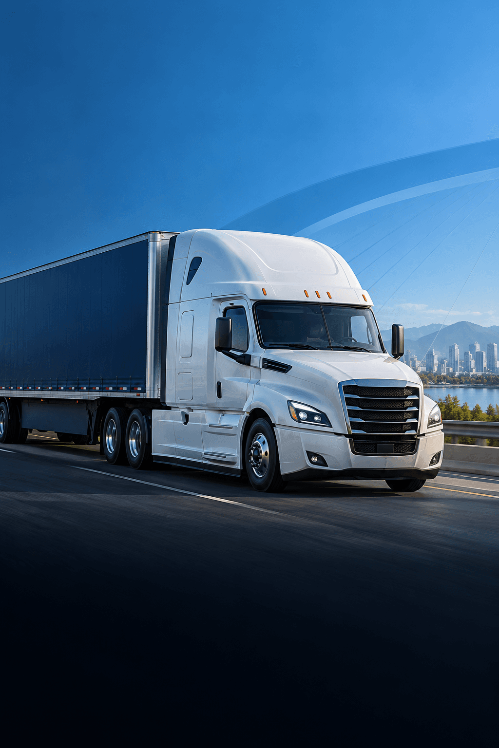 Illustrative freight truck on a road